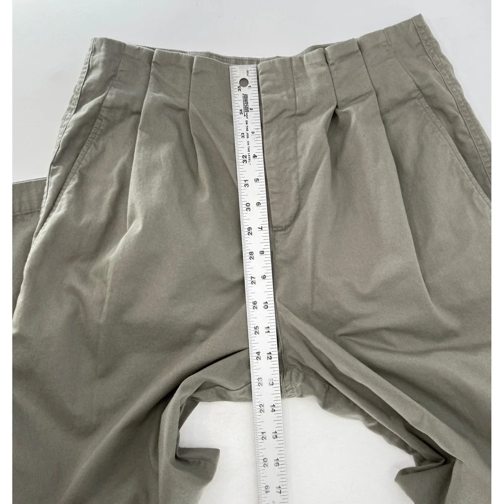 Abercrombie & Fitch Womens Olive Green Pleated Cropped Pants 28S Preppy Academia
